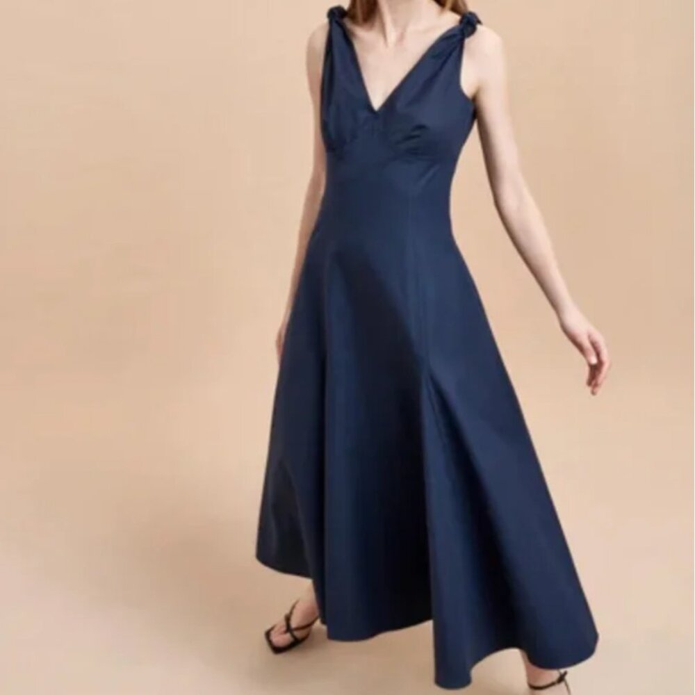 La Ligne Navy Blue Christine Midi Dress
